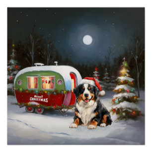 Poster Aventure de Noël en caravane avec un bouvier berno
