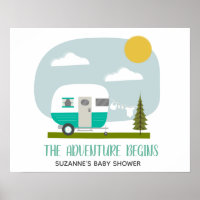 Aventure Turquoise Retro Camper Girl Baby shower
