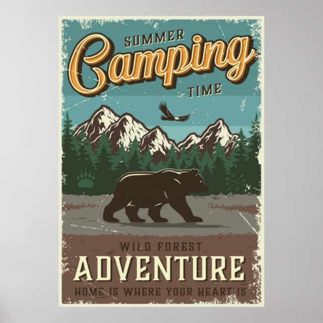 Poster aventure vintage en camping (Devant)