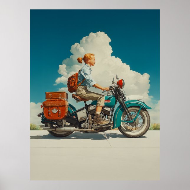 Poster Aventure vintage Motorcycle Road (Devant)
