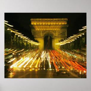 Poster Avenue des Champs-Elysees, Arc de Triomphe,