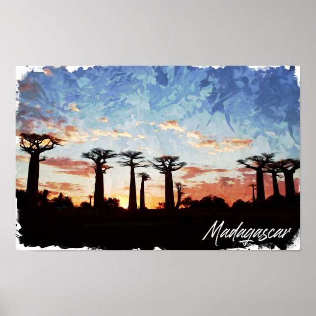 Poster Avenue Madagascar des Baobabs Panorama (Devant)