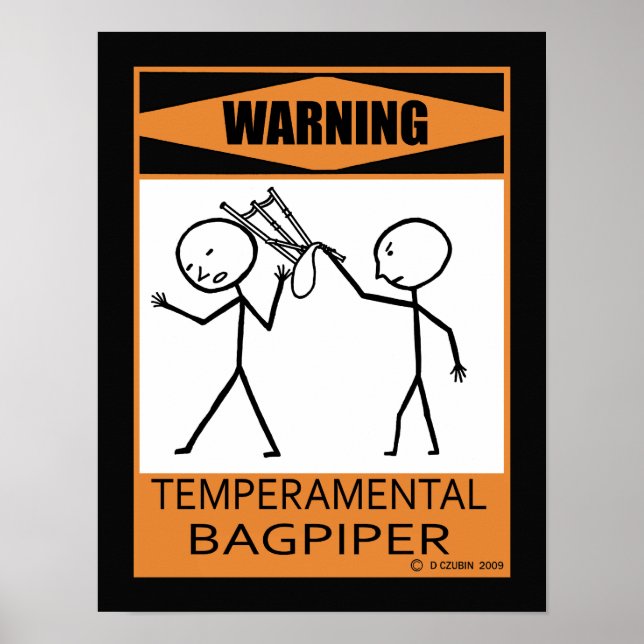 Poster Avertissement Bagpier Temperamental (Devant)