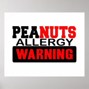 Poster Avertissement d'allergie d'arachides