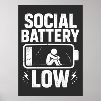 Poster Avertissement de batterie sociale faible