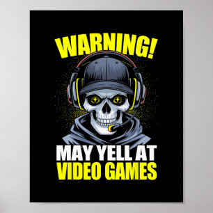 Poster Avertissement de jeu drôle peut crier contre les j
