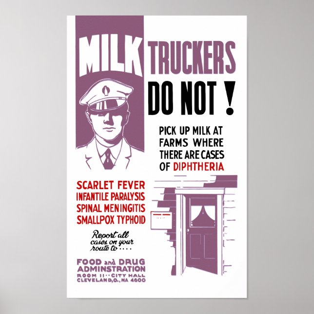 Poster Avertissement de la FDA du Milk Trucker (Devant)