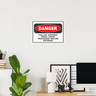 Poster Avertissement de sécurité pour l'entrée dans un es