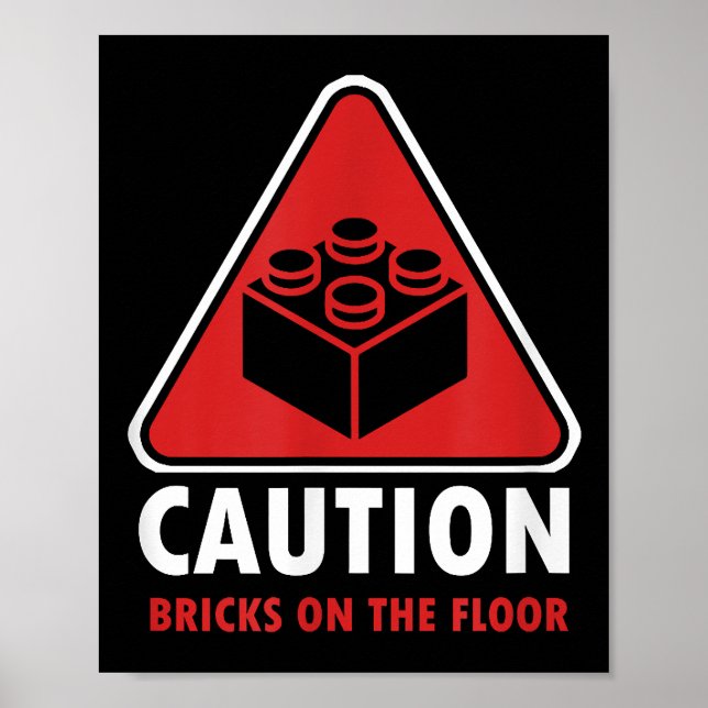 Poster Avertissement Drôle Attention Blocs De Constructio (Devant)