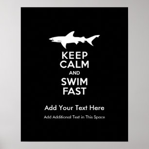 Poster Avertissement drôle de requin - gardez le calme et