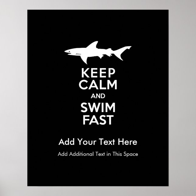 Poster Avertissement drôle de requin - Gardez le calme et (Devant)