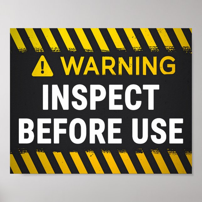 Poster Avertissement Inspecter avant utilisation (Devant)