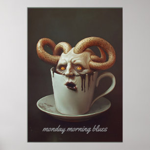 Poster Avertissement niveau 3 de caféine du blues du lund