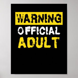 Poster Avertissement Officiel Adulte 18e anniversaire