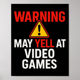 Poster Avertissement Peut Crier Contre Les Jeux Vidéo - A