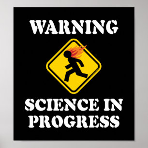 Poster Avertissement Science en cours Signal - Funny Scie