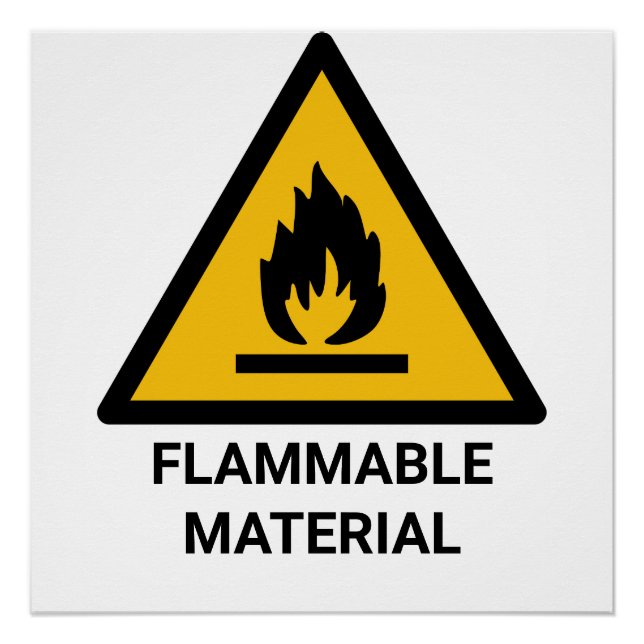 Poster Avertissement sur les matières inflammables, symbo (Devant)
