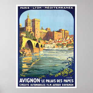 Poster Avignon France voyage vintage