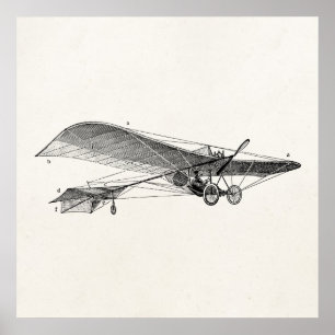 Poster Avion à hélice vintage Rétro Ancien Avion à hélice
