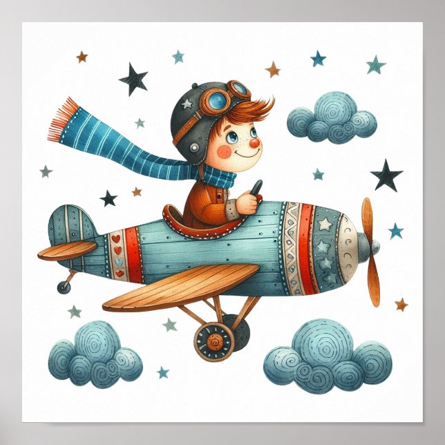 Poster Avion à hélice volante pour enfants Grossiste en l (Devant)