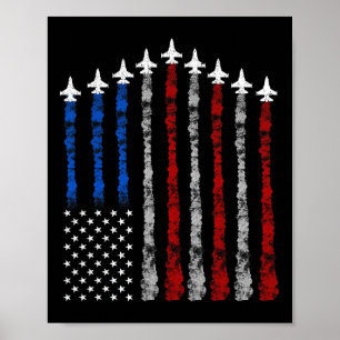 Poster Avion à réaction de combat Drapeau américain 4 jui