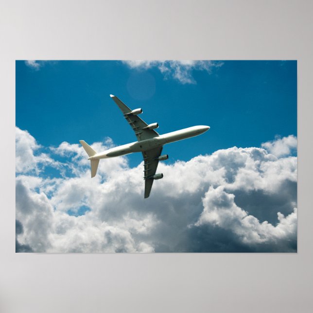 Poster Avion à réaction en nuages (Devant)