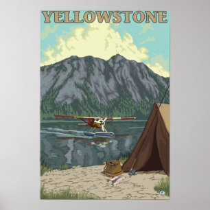 Poster Avion Bush et pêche - Yellowstone National