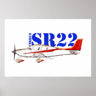 Poster Avion Cirrus SR22 stylisé avec une typographie aud