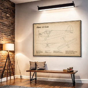 Poster Avion Cub - Plan directeur de l'avion SD