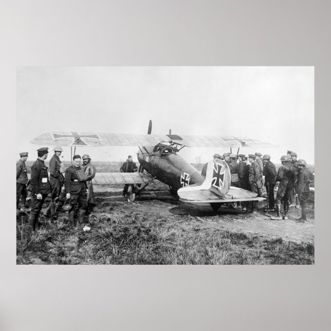 Poster Avion de chasse allemand WW1, années 1910 (Devant)