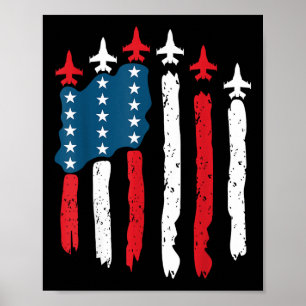 Poster Avion de chasse Avion Drapeau États-Unis 4 juillet