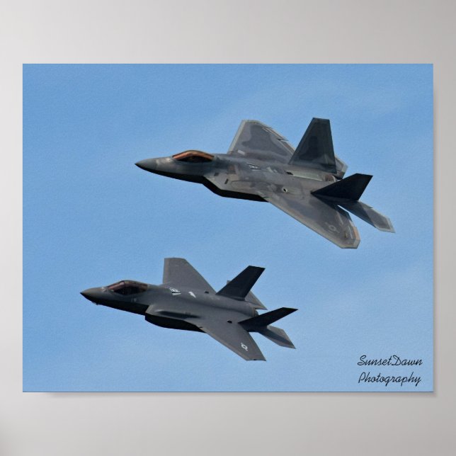 Poster Avion de chasse F-35 et F-22 (Devant)