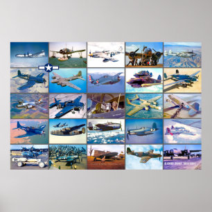 POSTER AVION DE COMBAT AMÉRICAIN - MONTAGE DE LA 2E GUERR