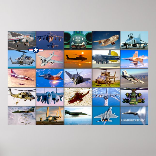 POSTER AVION DE COMBAT AMÉRICAIN - TEMPÊTE DÉSERTE "MONTA (Devant)