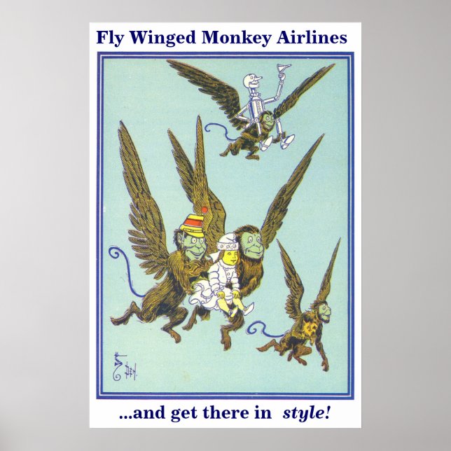 Poster Avion de singe aillée (Devant)