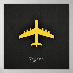 Poster Avion jaune orange