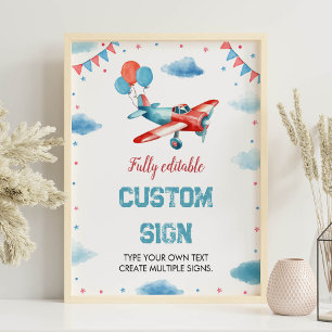 Poster Avion Oh Mon Temps Vols Panneau Table Anniversaire