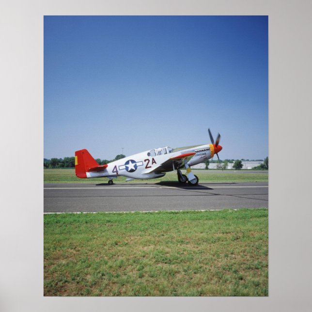 Poster Avion P-51 C Tuskegee Red Tail à l'Aviation royale (Devant)