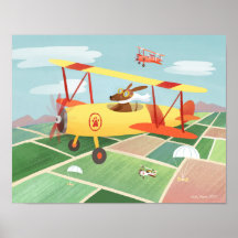Avion Pilote Chiens Art Imprimer