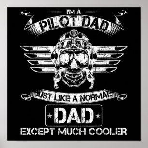 Poster Avion Pilote Papa Juste Normal Mais Beaucoup Glaci