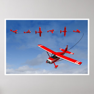 Poster Avion rouge effectuant un exercice de remontage ac