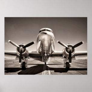 Poster Avion vintage sur piste