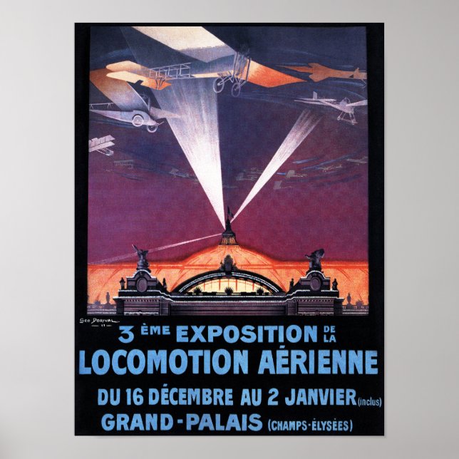 Poster Avion volant au-dessus de l'affiche de la lumière  (Devant)