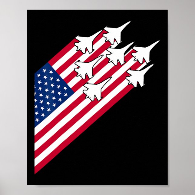 Poster Avions de chasse Drapeau Usa 4 juillet Avion de ch (Devant)