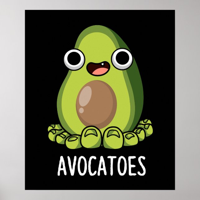 Poster Avoca-orteils Drôle Avocado Puns Dark BG (Devant)