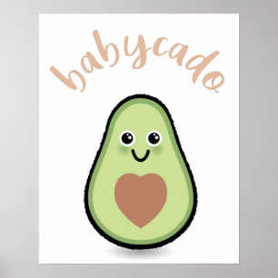 Poster Avocado avec coeur baby-cado pour un bébé