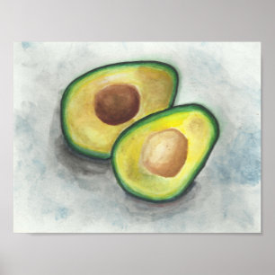 Poster Avocado en aquarelle
