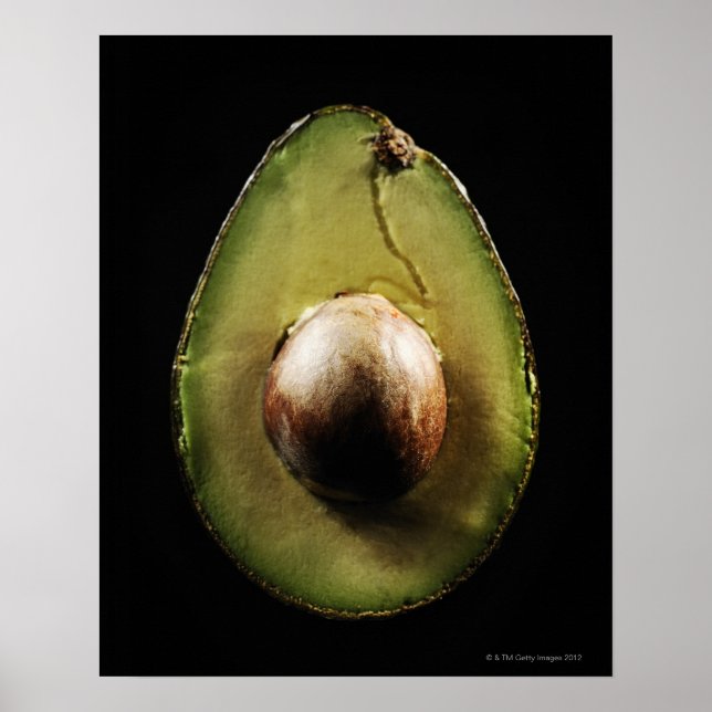 Poster Avocado, Fruit, arrière - plan noir (Devant)