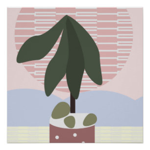 Poster Avocado Tree Blush Muet géométrique