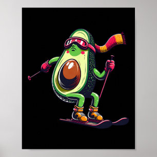 Poster Avocat qui skie avec des lunettes Hiver alpin drôl